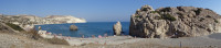 Панорама пляжа Афродиты (παραλία Αφροδίτη), древнегреческой богини красоты и любви, на (почти греческом) острове Кипр (Κύπρος).