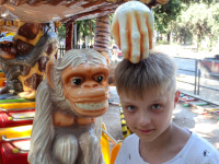Потом старший нашёл себе сначала собрата по разуму 😁, точнее, предка. 🐵