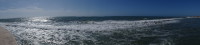 Панорама Тирренского моря (mar Tirreno) в городке Лидо ди Остия (Lido di Ostia, кусочек справа, но в основном сзади фотографа).