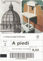 Билет для пешего (piedi) подъёма на главный купол собора святого Петра (cupola San Pietro) – 8 € (571,74 ₽).