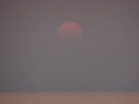 Закат на берегу Персидского залива 🌅 фотография 5 из 5. Солнце не исчезло за горизонтом, а растворилось в мареве жары.